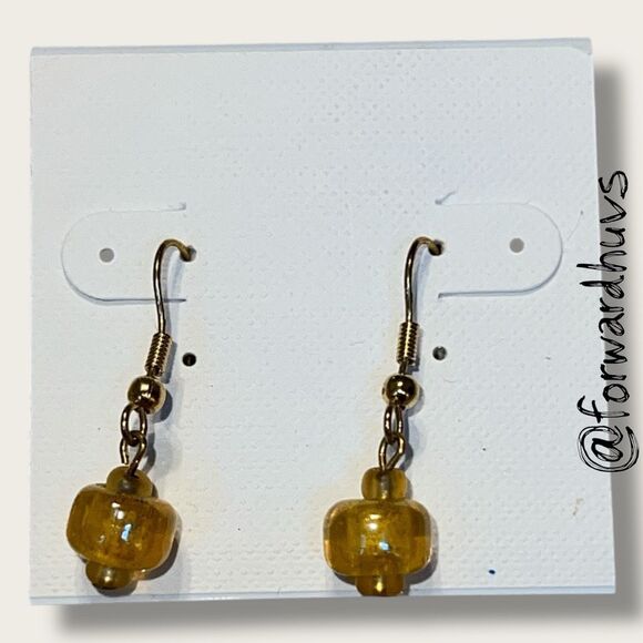Bundle Sale 3 for $15 | Hand Crafted Amber-Tone Dangle Earrings - Picture 3 of 5
